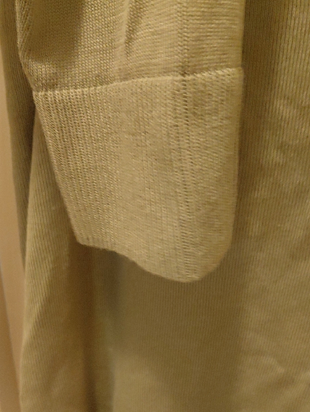 Talbots Olive Green V-Neck Cardigan with Yellow Trim and Navy Hem - Picture 5 of 7